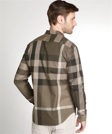 Burberry: Khaki Check Cotton Shirt 